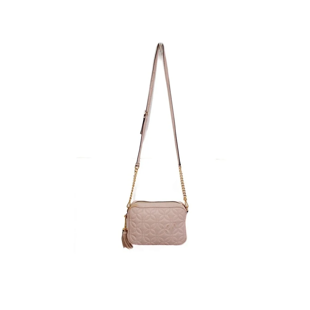 Michael Kors Quilted Floral Light Rose Gold Leather Camera Crossbody